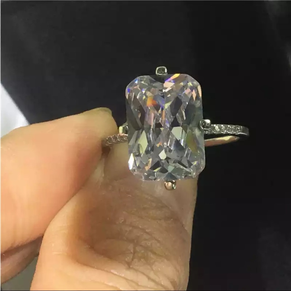 New 925 Silver Engagement Wedding Band Diamond Ring - Picture 2 of 4